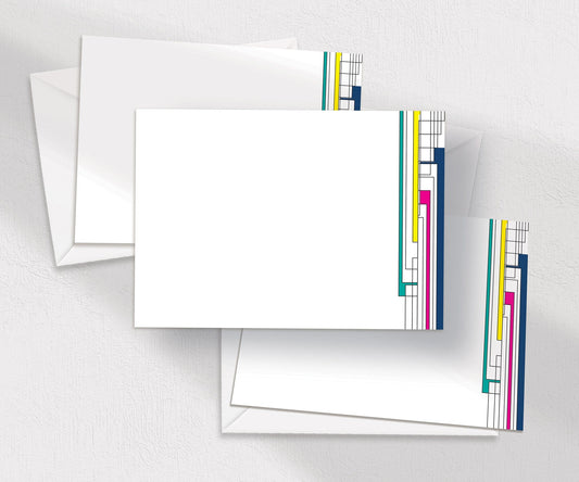 Coloured Lines Personalised Designer Notecards