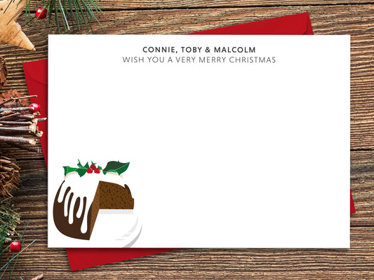 Personalised Christmas Notecards: Christmas Pudding
