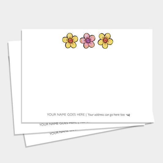 Three Flowers Personalised Designer Notecards