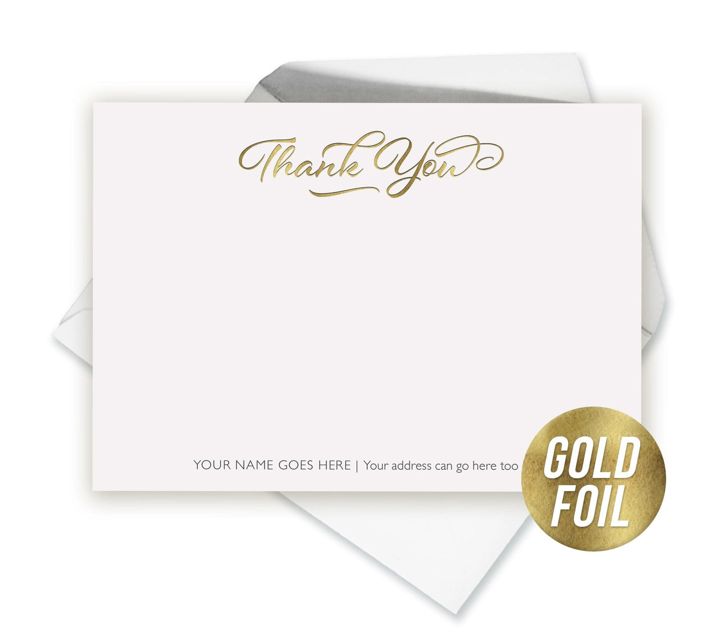 Personalised Thank You Notecards: Thank You - Gold Foil