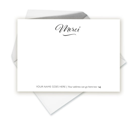 Personalised Thank You Notecards: Merci
