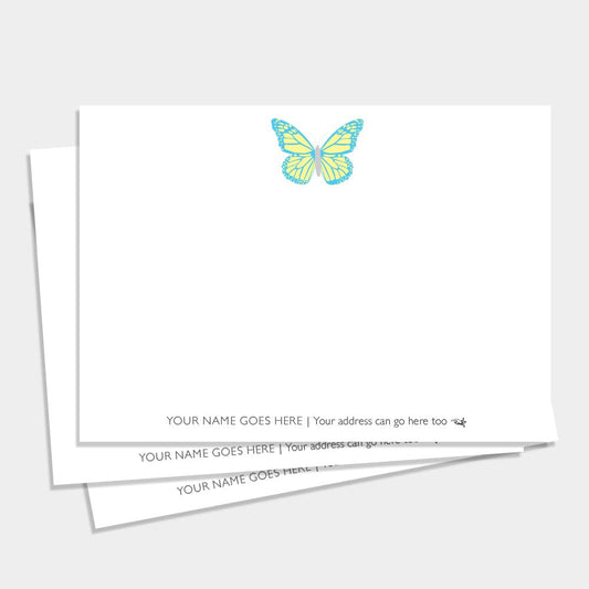 Blue Butterfly Personalised Designer Notecards