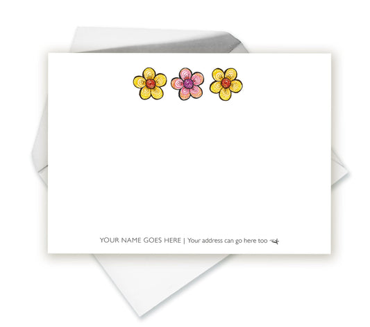 Three Flowers Personalised Designer Notecards