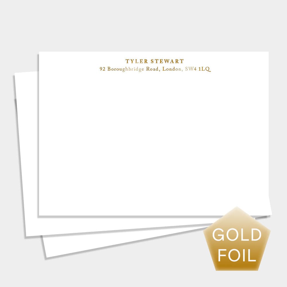 Stylish Serif Gold Personalised Notecards