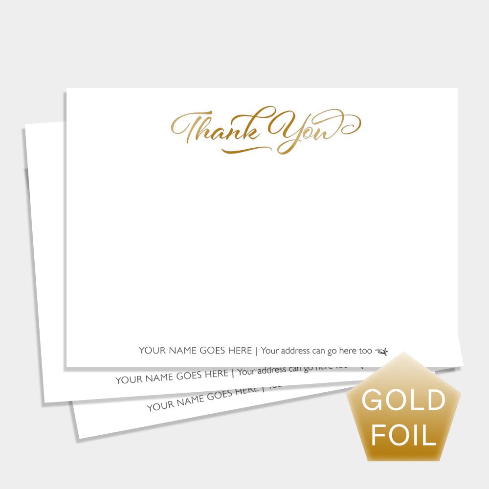 Personalised Thank You Notecards: Thank You - Gold Foil